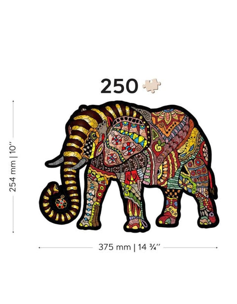 Træpuslespil: Magisk Elefant, 250 Brikker Puslespil