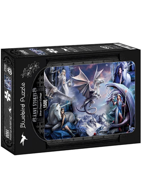 Anne Stokes: Silver Dragon Collage, 1500 Brikker Puslespil