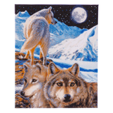 crystal art på ramme 40x50 cm: sentinel wolf runde