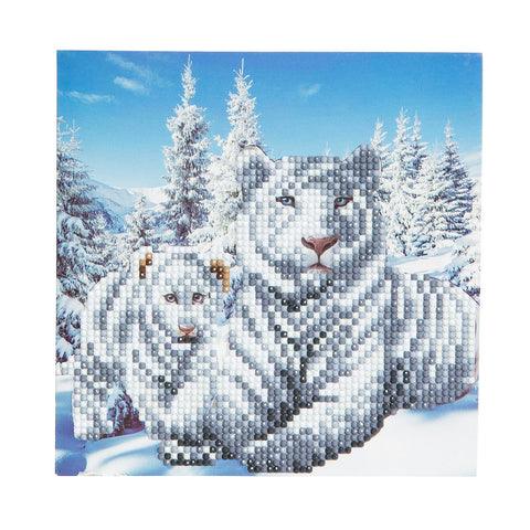 crystal card sæt: hvid tiger runde
