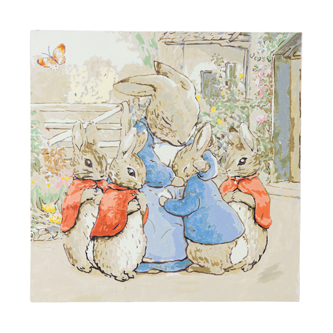 painting by numbers 50x50 cm: peter kanin, flopsy, mopsy og silkehale